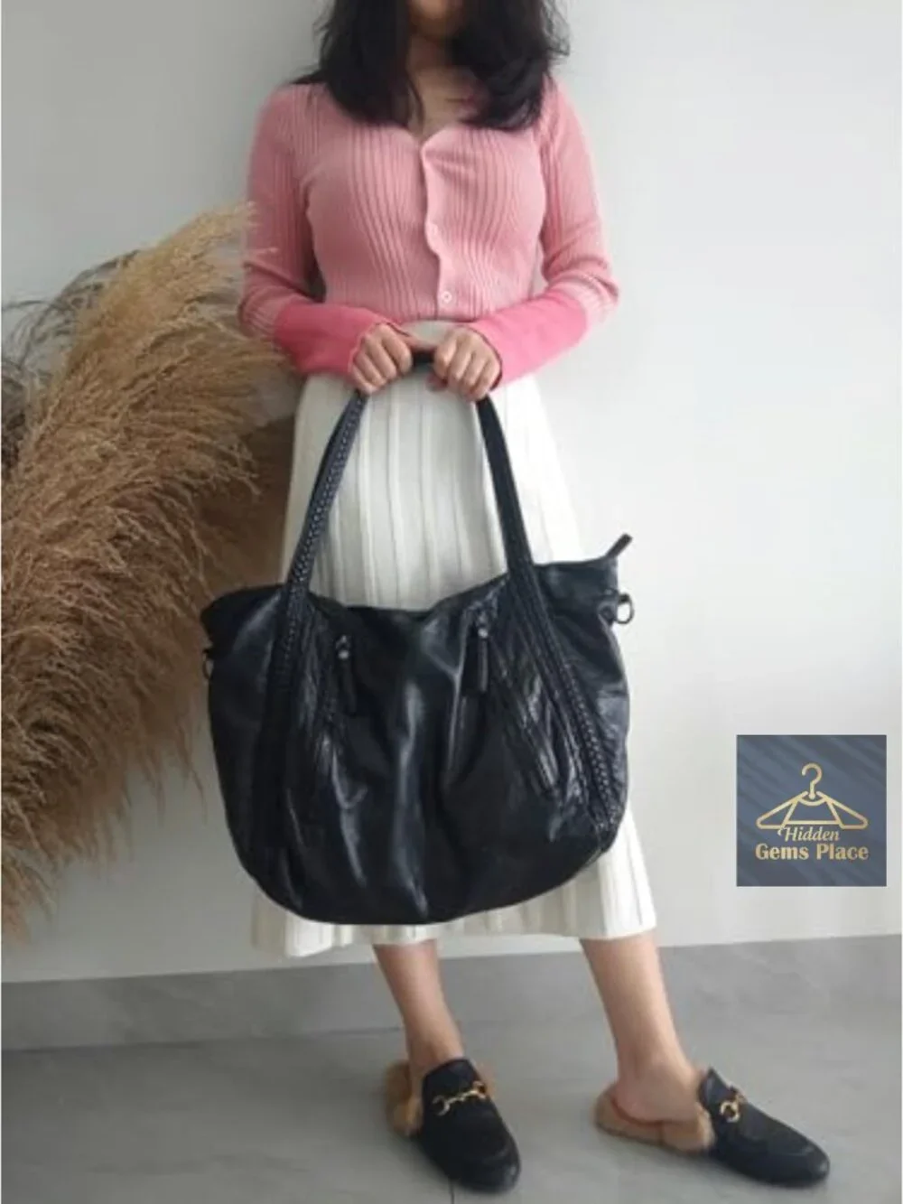 Extra Large Slouchy Hobo Tote Bag Multi-pockets Soft Faux Leather Shoulder Bag
